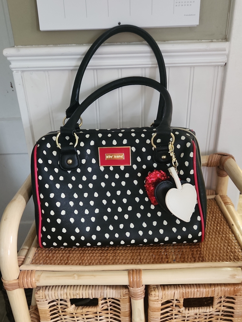 Betsey Johnson Polka Dot Barrel Bag
